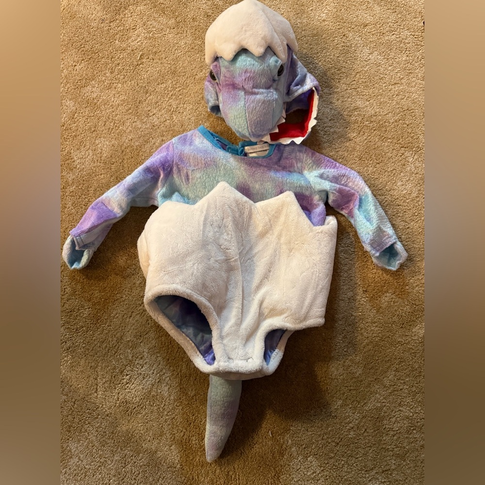 Pottery Barn Kids Pastel Rainbow Dinosaur Hooded Costume - Purple Blue White